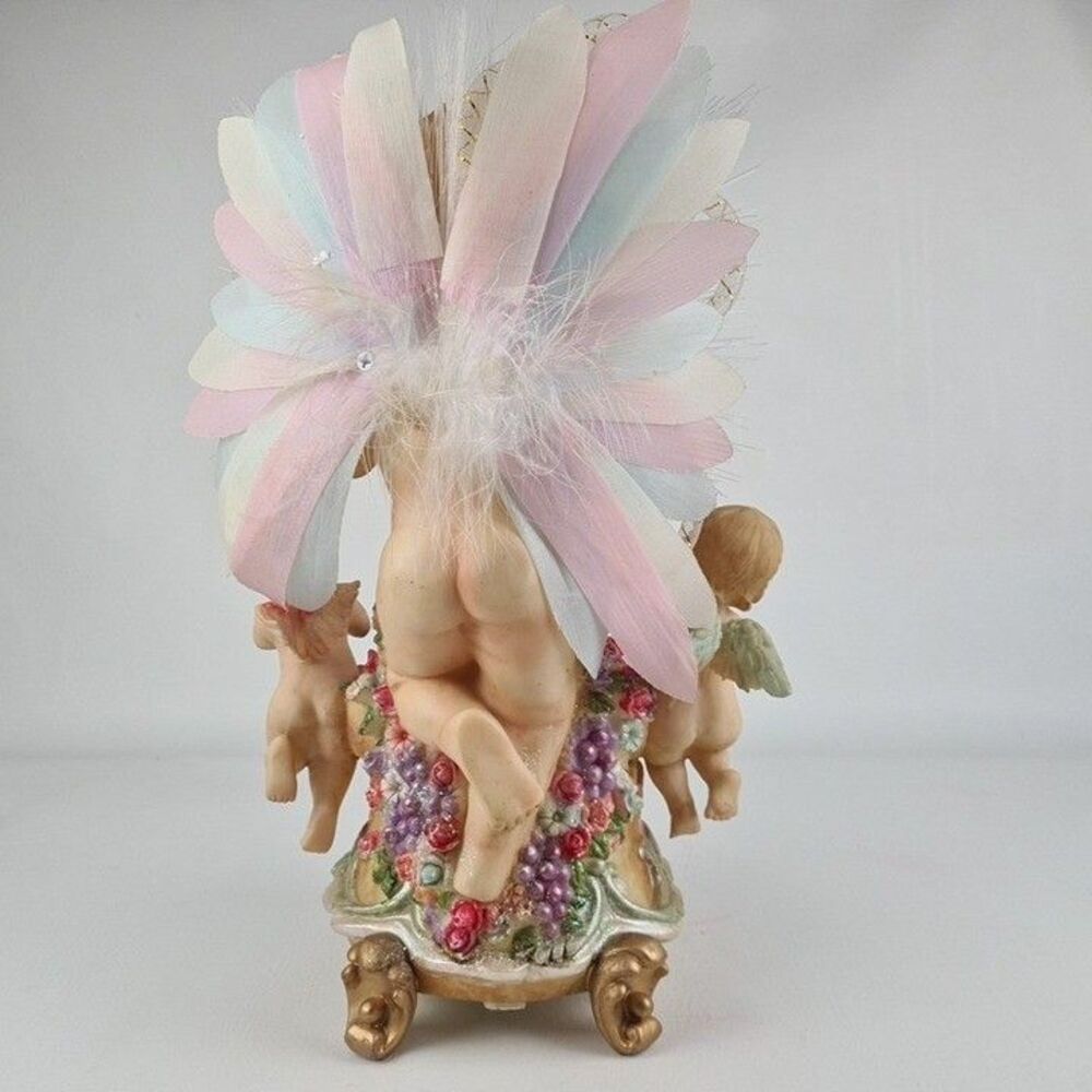 Vintage Fiber Optic Angel Cherub Lamp Color Changing Lighted Garden Statue 14" - Picture 4 of 5